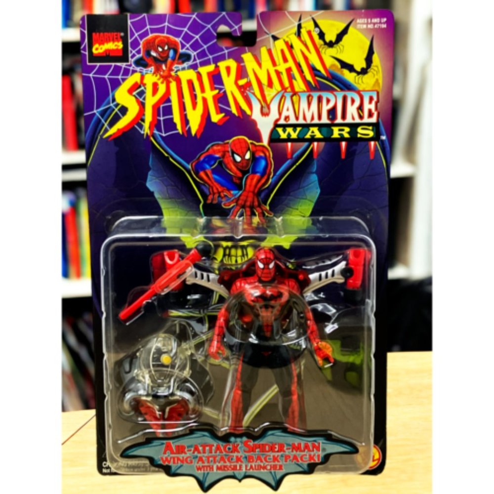 1996 Marvel Figure SpiderMan Vamp Wars-Wing AIR Attack Back Pack Missal Launcher